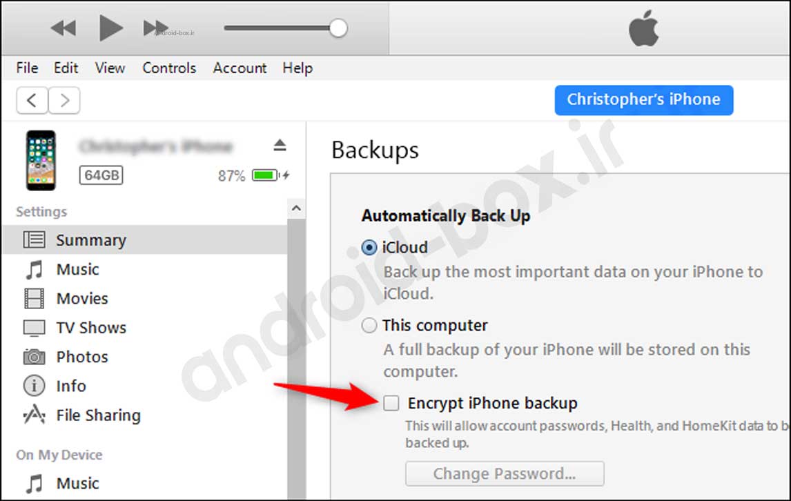 Active Encypt Backup On Itunes