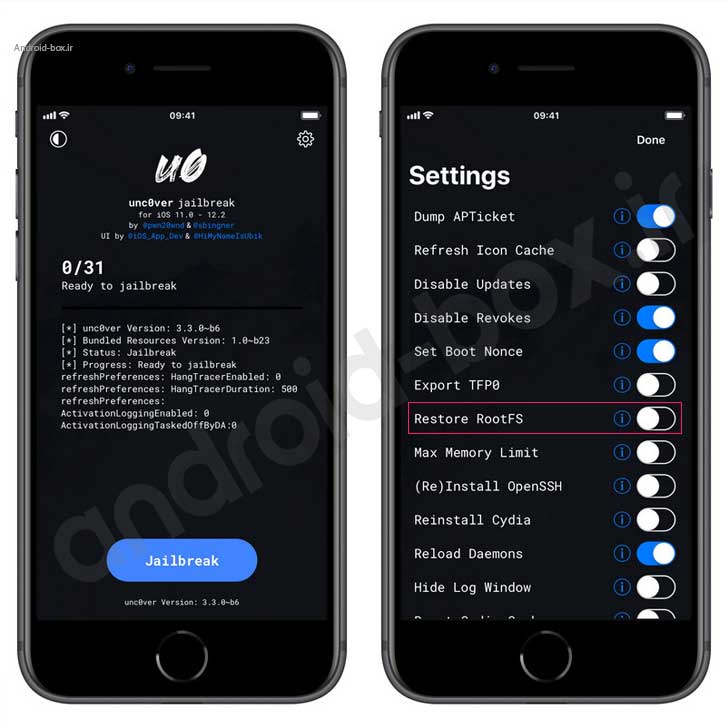 Unc0ver How To Unjailbrake And Restore RootFS Button Ios 13