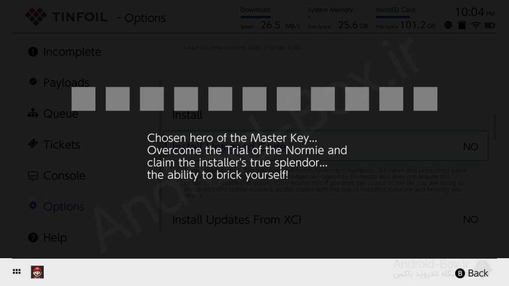 Nintendo Switch Tinfoil Enter Master Key Menu For Install Unsigned Code