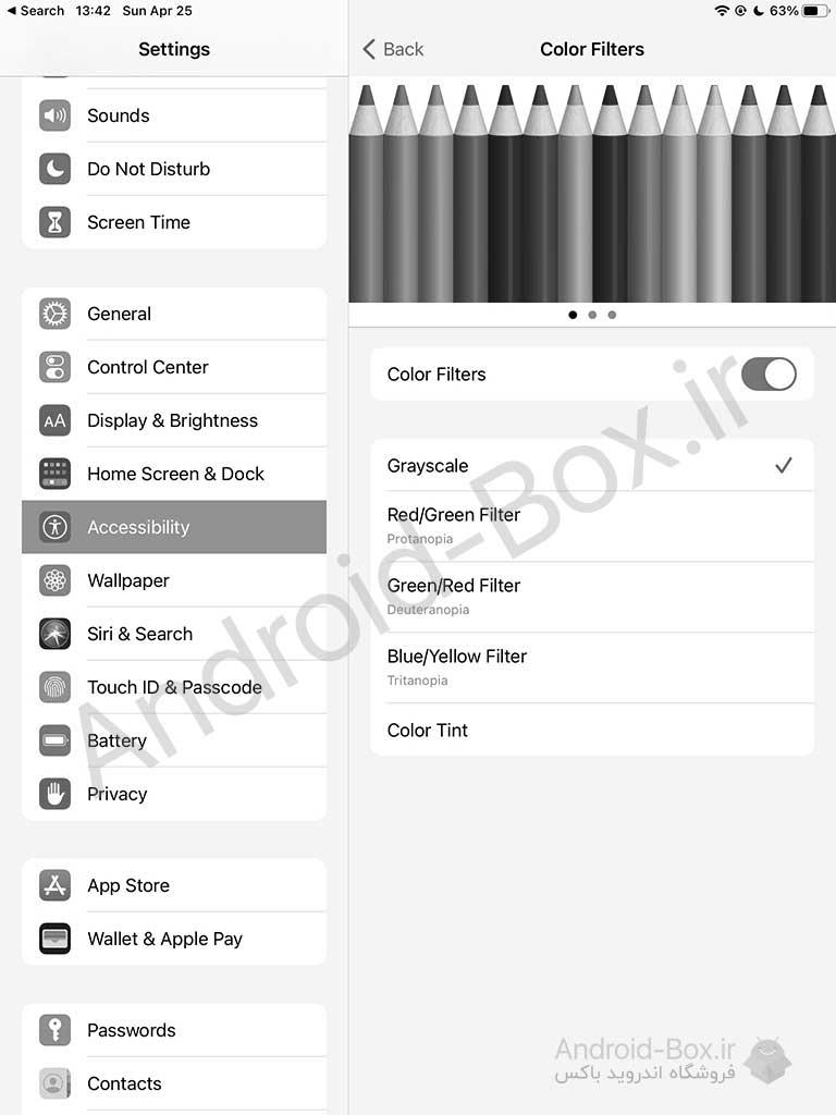 Set Grayscale In Color Filter For Ipad And Iphone