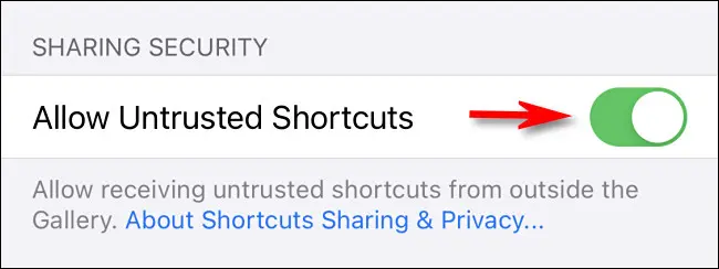 Tap Allow Untrusted Shortcuts