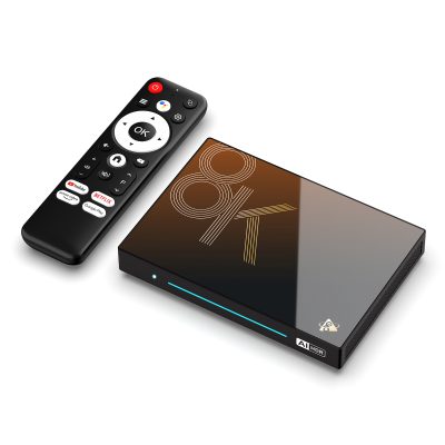 نمای دستگاه اندروید باکس H96 MAX M9S به همراه ریموت کنترل
